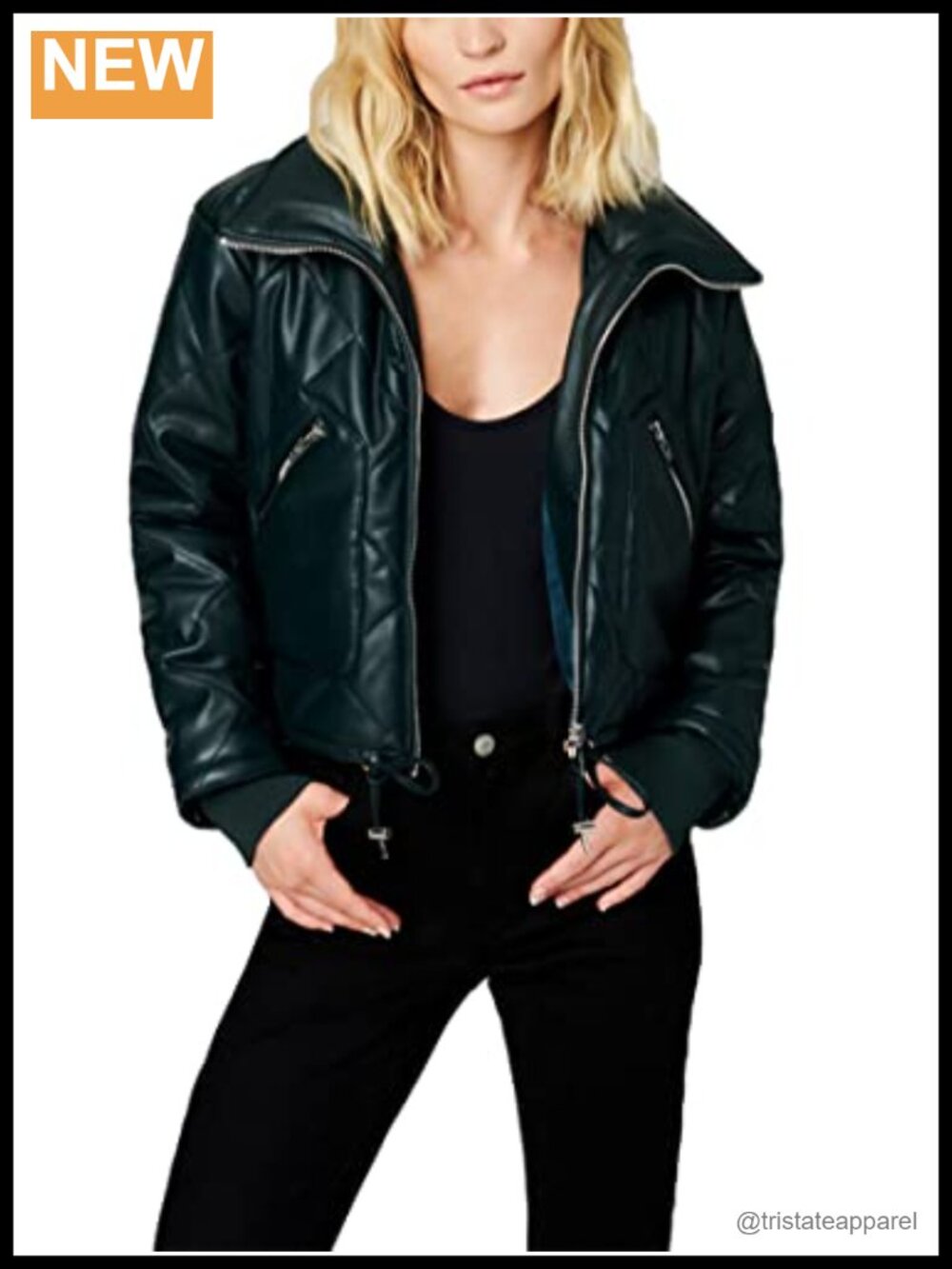 Vegan Leather Bomber Jacket Women Aviator Zip Up
